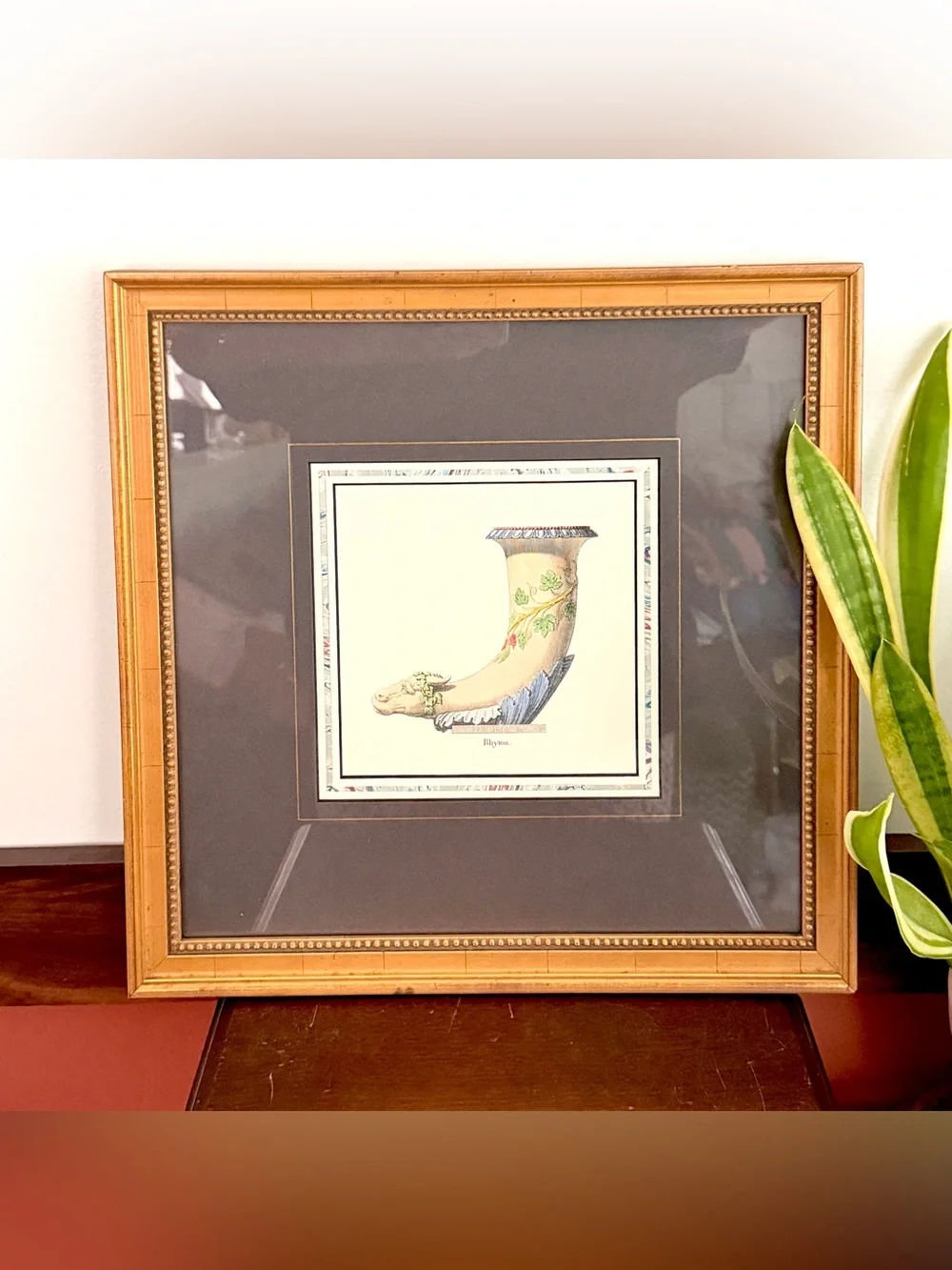 Framed Vintage Rhyton Drinking Horn Art Print Greek Antiquity Museum Style Art